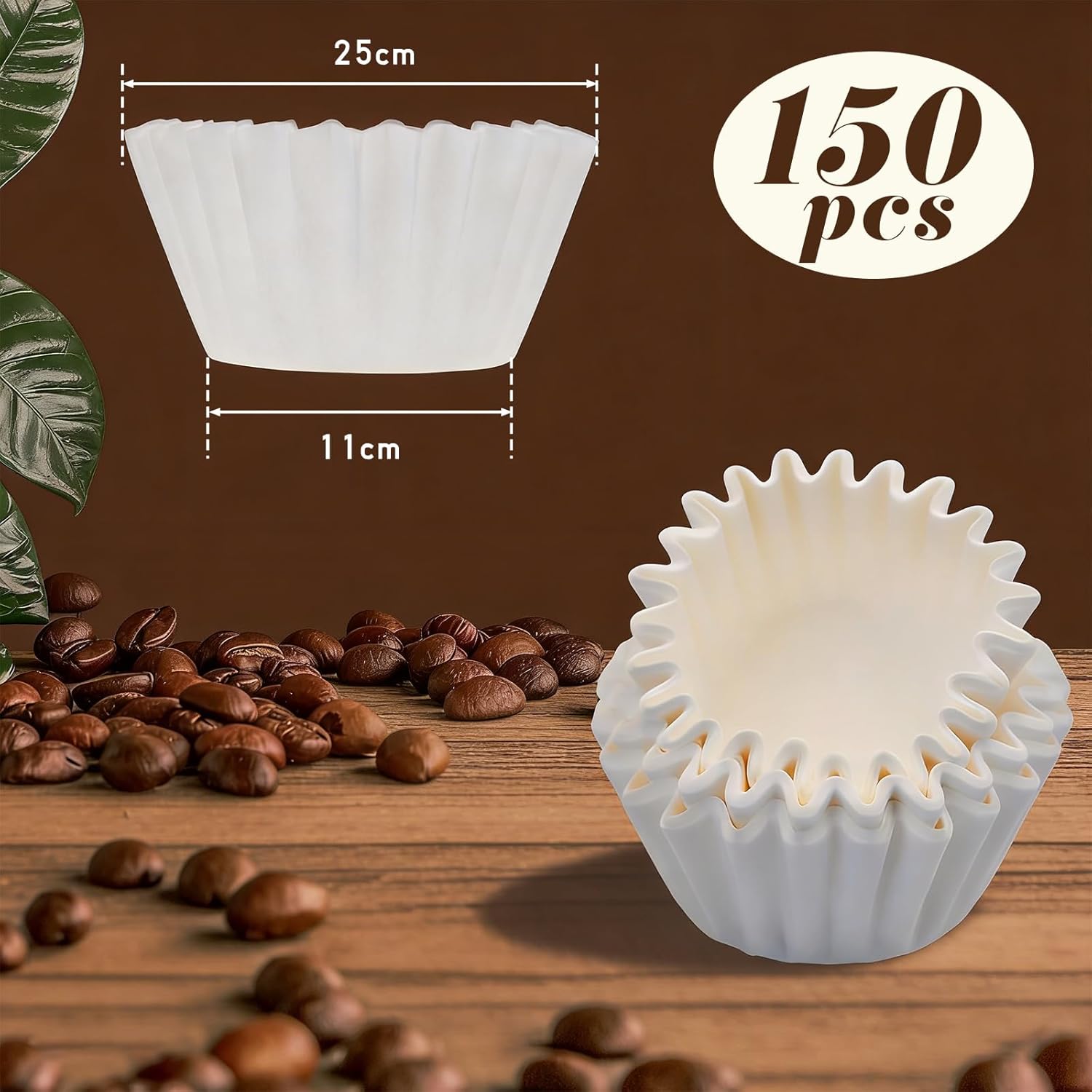 Thumbnail 1 de White Coffee Filter Papers for 8–12 Cup drip coffee makers, 150 paper basket filters