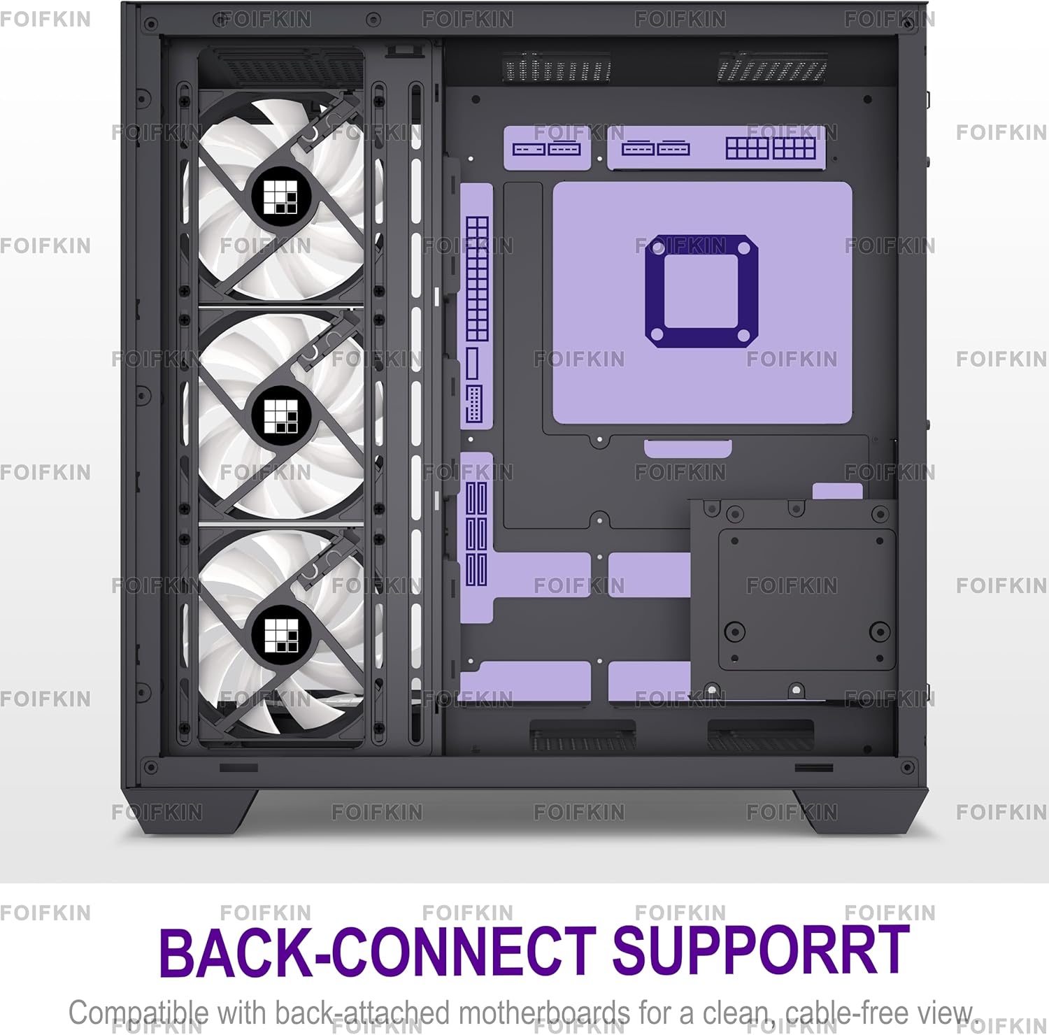 Thumbnail 6 de FOIFKIN F300: ATX Mid-Tower Gehäuse mit 7 PWM ARGB Lüftern, 360mm Radiator, Glasfront