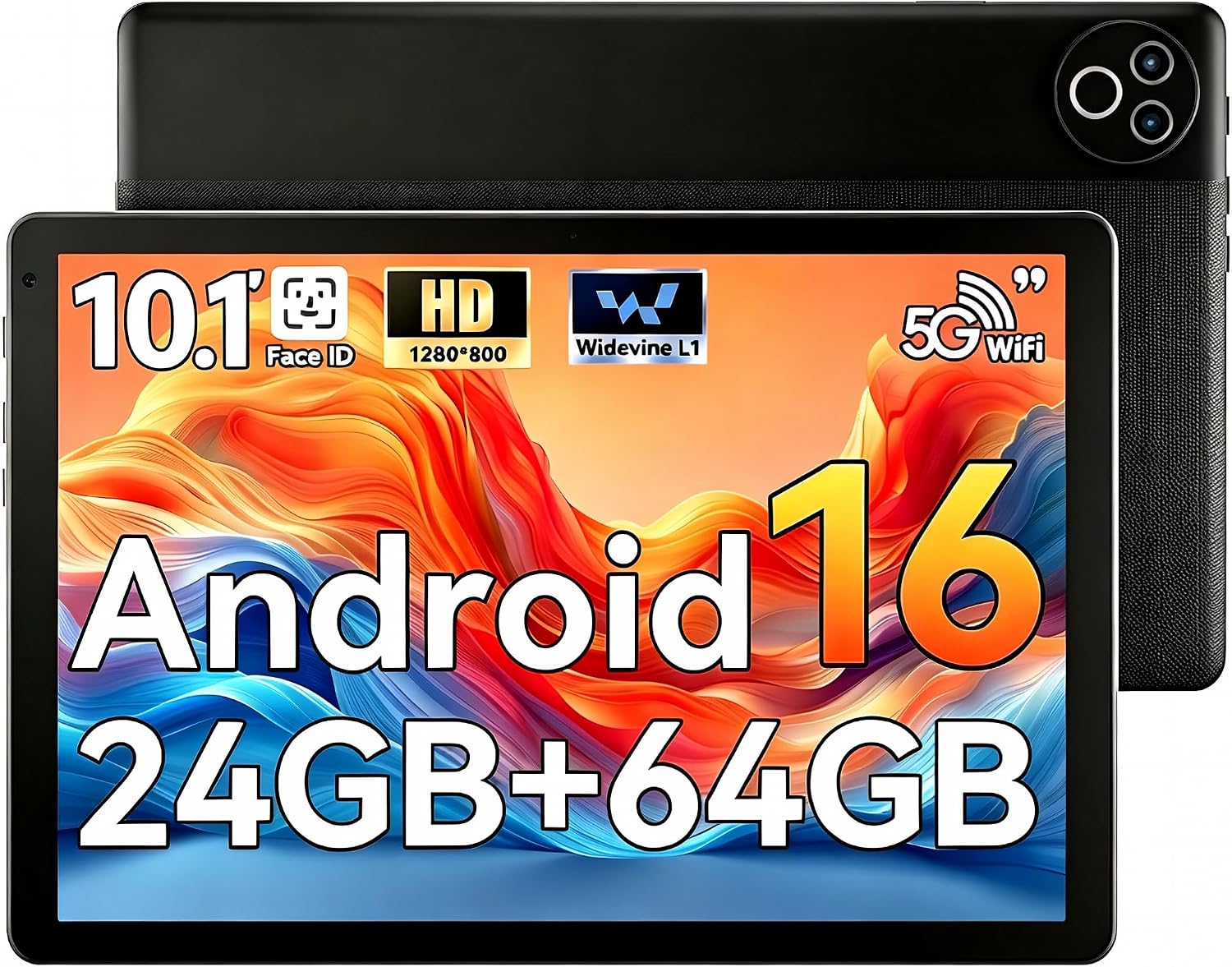 Detalle de MUISOO Android 16 Tablet (10.1 inch) with 24GB RAM, 64GB ROM + 1TB microSD expansion