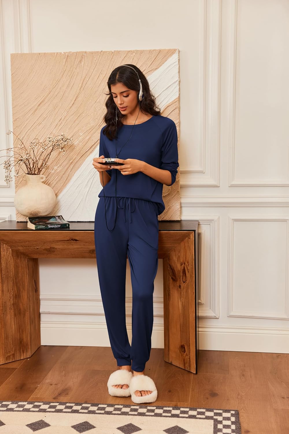 Detalle 2 de Ekouaer Women's Pajama Set, Polyester-Spandex Blend