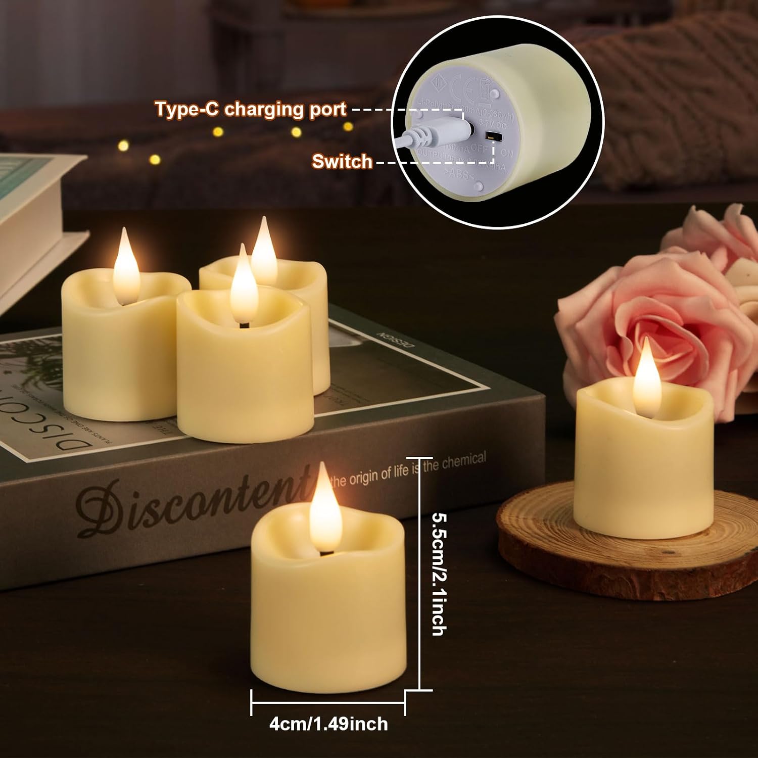 Thumbnail 4 de IMAGE Rechargeable Votive Candles 12 pcs, Type-C ⛯