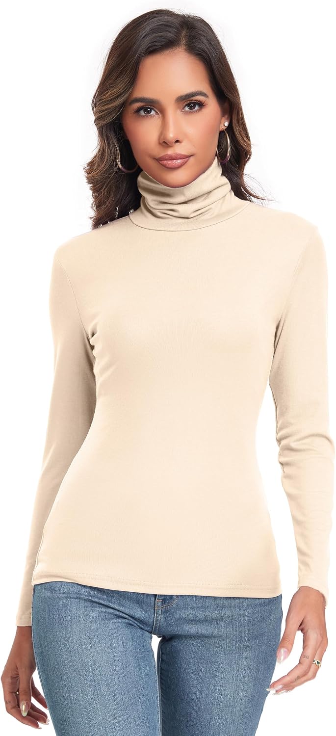 Detalle de Women's Long Sleeve Casual Lightweight Turtleneck Top Slim Fit ⛅