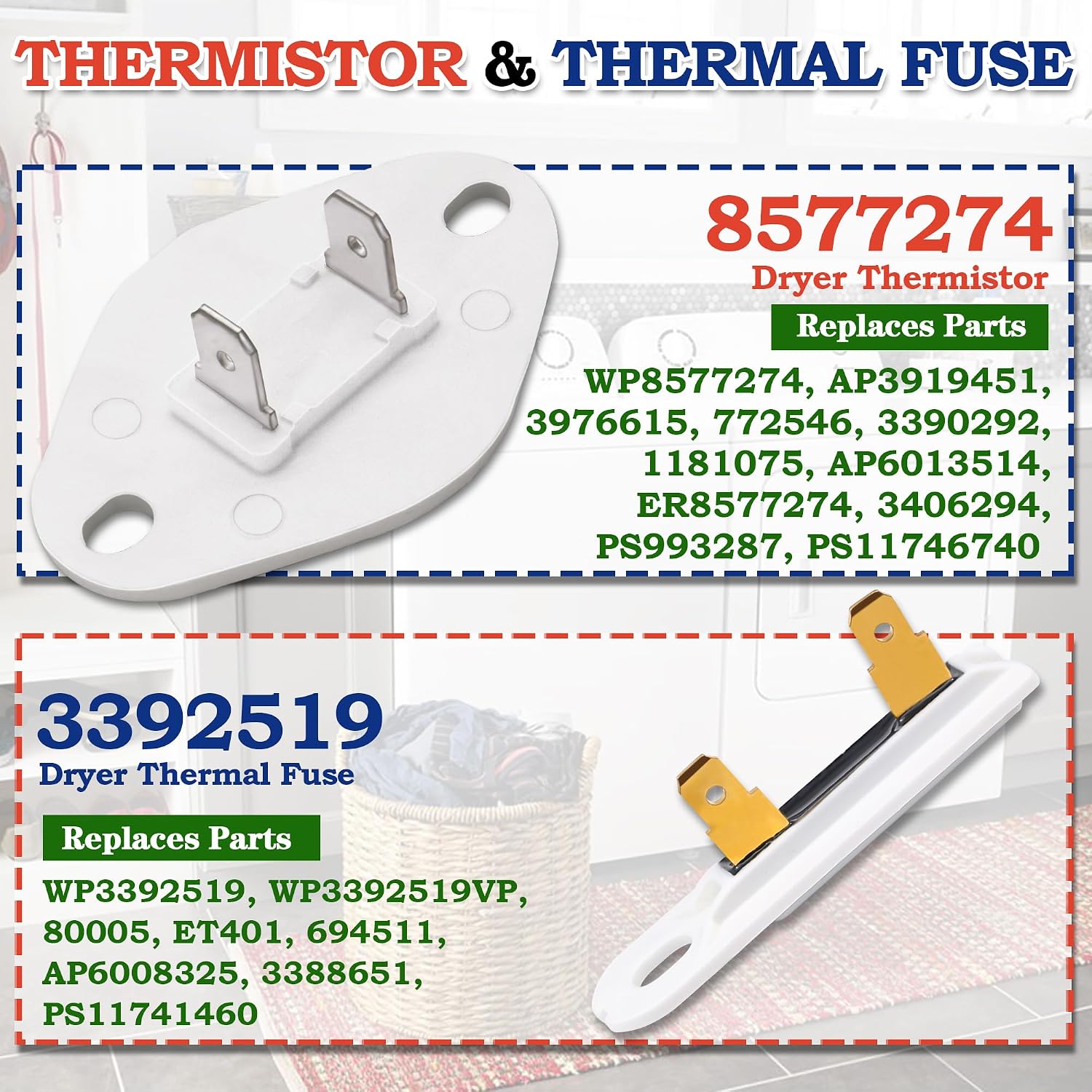 Thumbnail 4 de Bakaoof Dryer Repair Kit with Thermal Fuse, Thermostats, and Thermistor