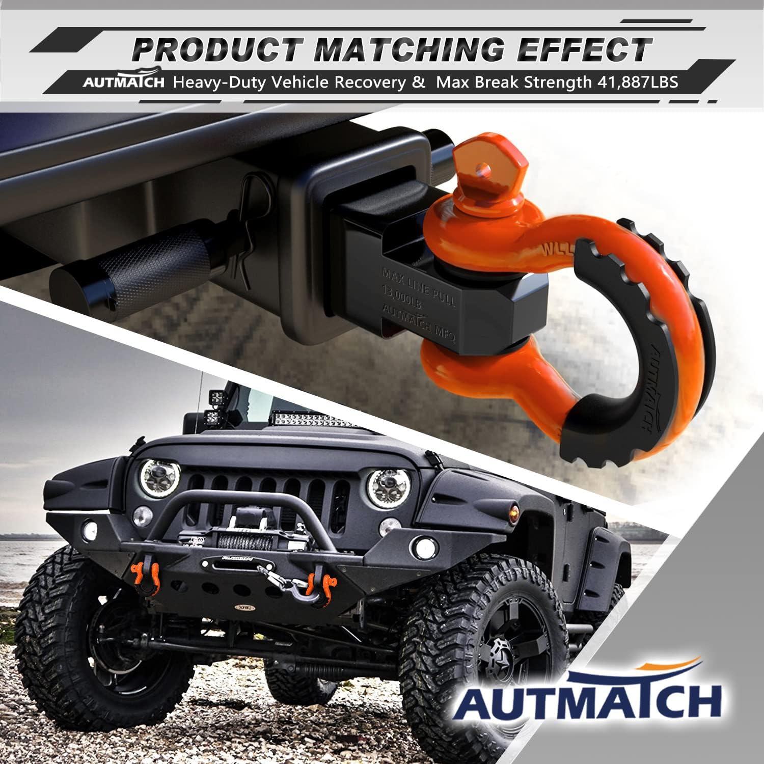Thumbnail 6 de AUTMATCH 3/4" D Ring Shackle (2 Pack) with 7/8" Screw Pin and Isolator Washers Kit