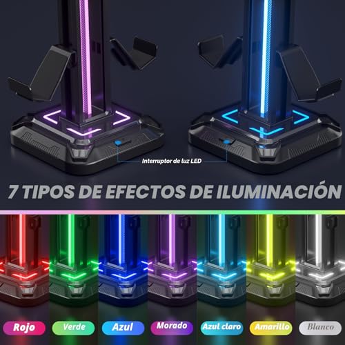Thumbnail 2 de KDD Soporte Cascos Gaming Giratorio & Soporte Mando Xbox con 9 Modos de Luz