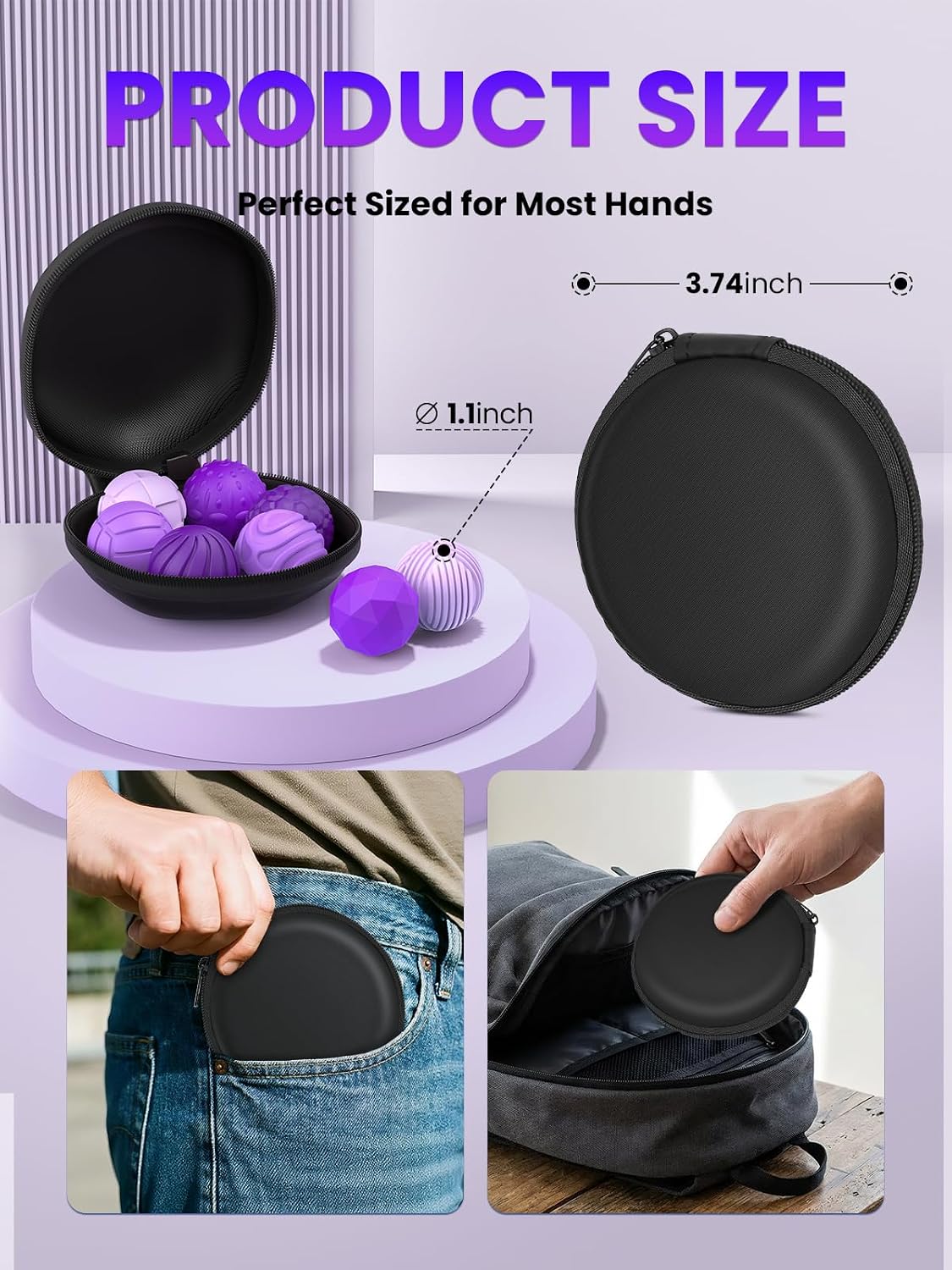 Thumbnail 5 de Magnetic Balls Fidget Toys for Adults & Teens – 8Pcs Silicone Sensory Stress Relief Set (Geometric, Purple)