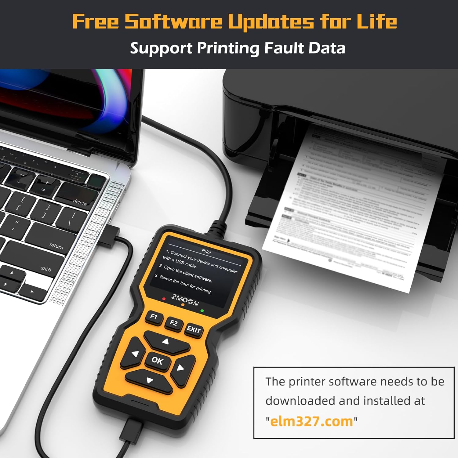 Detalle de ZMOON ZM201 Professional OBD2 Scanner (Enhanced Check Engine Code Reader + Clear/Reset) for Vehicles After 1996