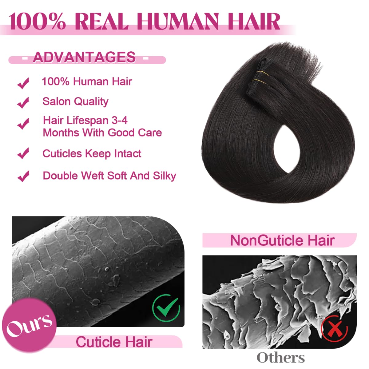 Thumbnail 4 de 100% Remy 20 Inch Clip-In Hair Extensions 105g ๐โ