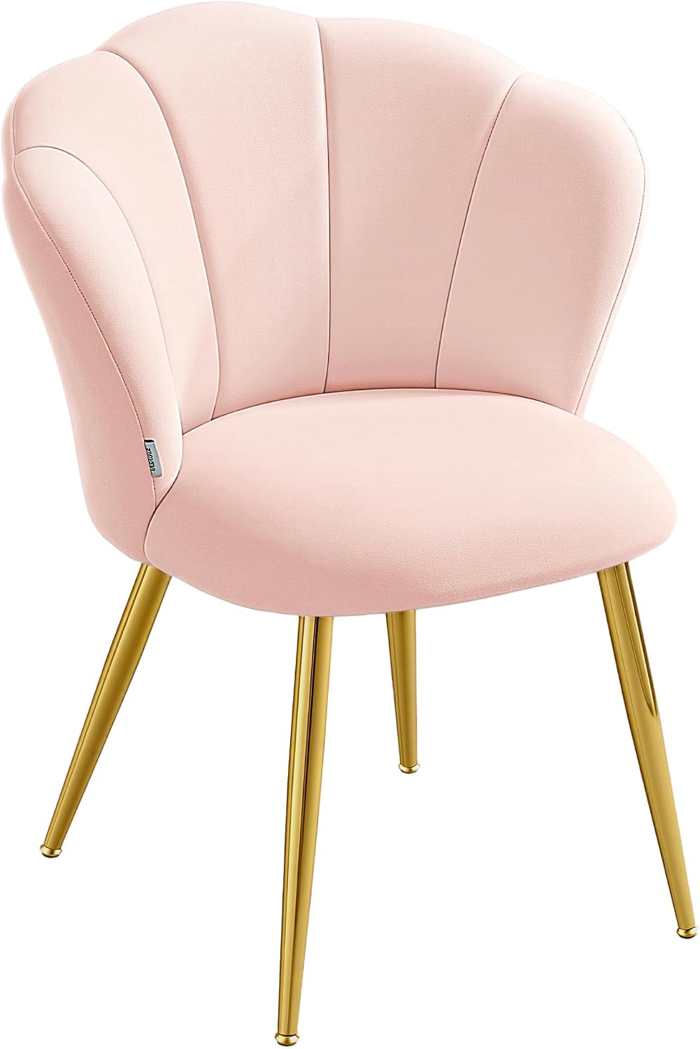 Detalle de VASAGLE Sedia da Pranzo Cucina KDC099S101: seduta imbottita in velluto rosa con schienale a forma di petali