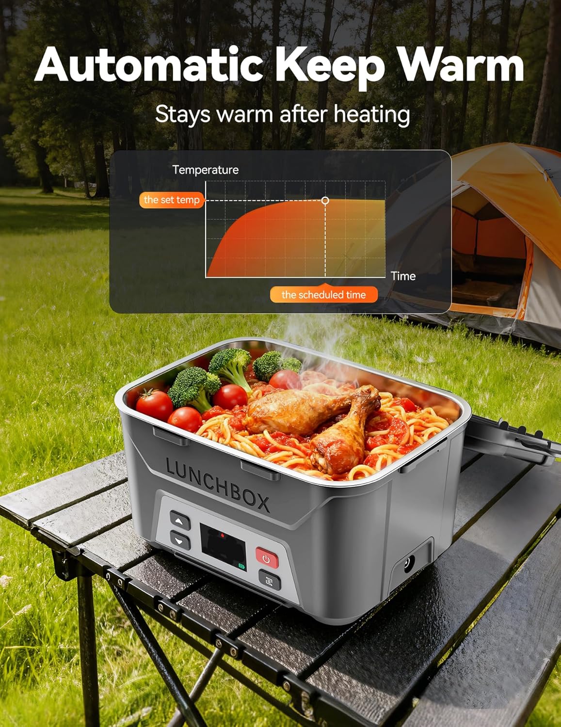 Thumbnail 4 de EAST OAK Heated Lunch Box (Grey) – Cordless 5.5-Cup Rechargeable Electric Food Warmer