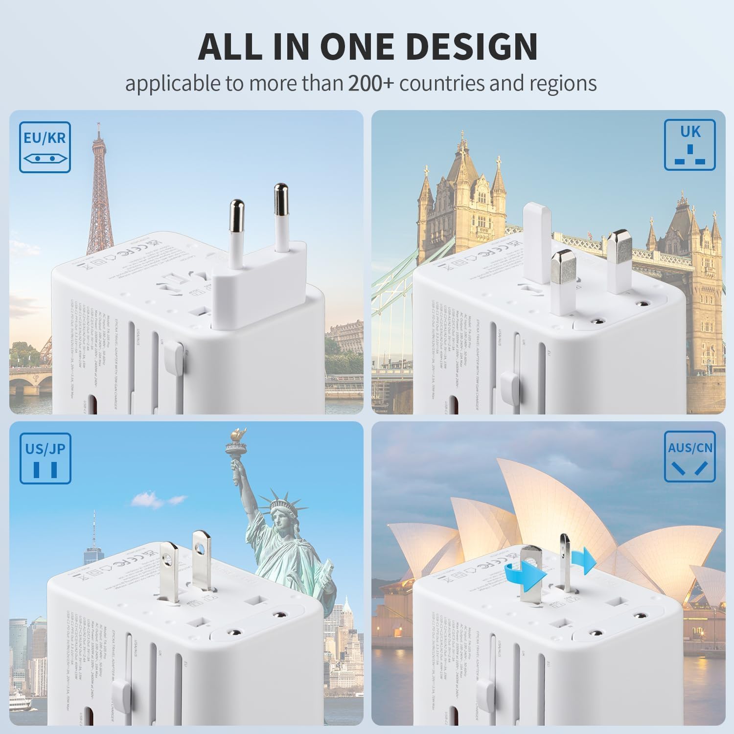 Thumbnail 1 de EPICKA Reiseadapter Weltweit 70W Travel Adapter