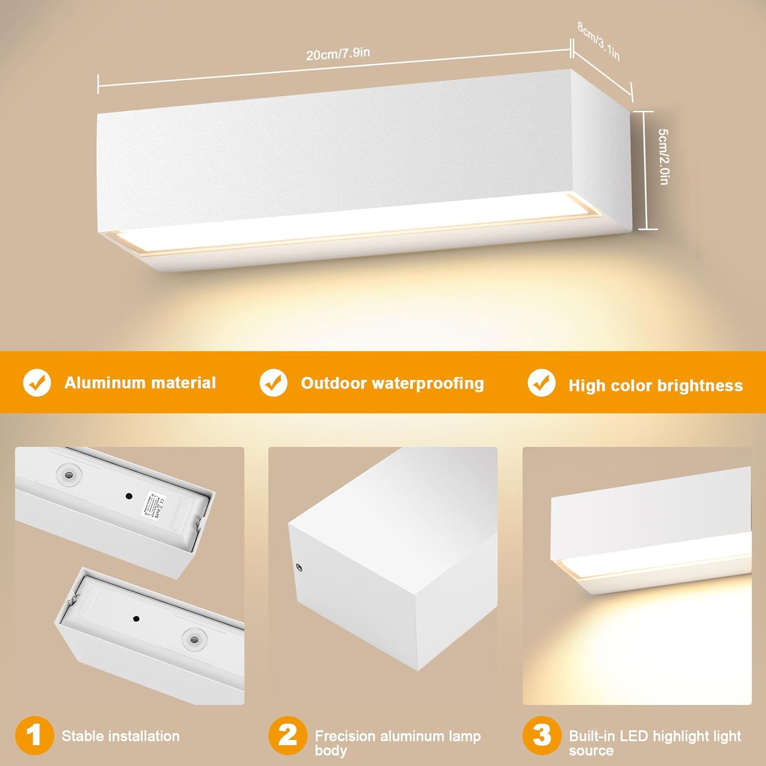 Thumbnail 1 de Applique da Parete 12W Interno/Esterno, 3000K Bianco caldo, 20 cm