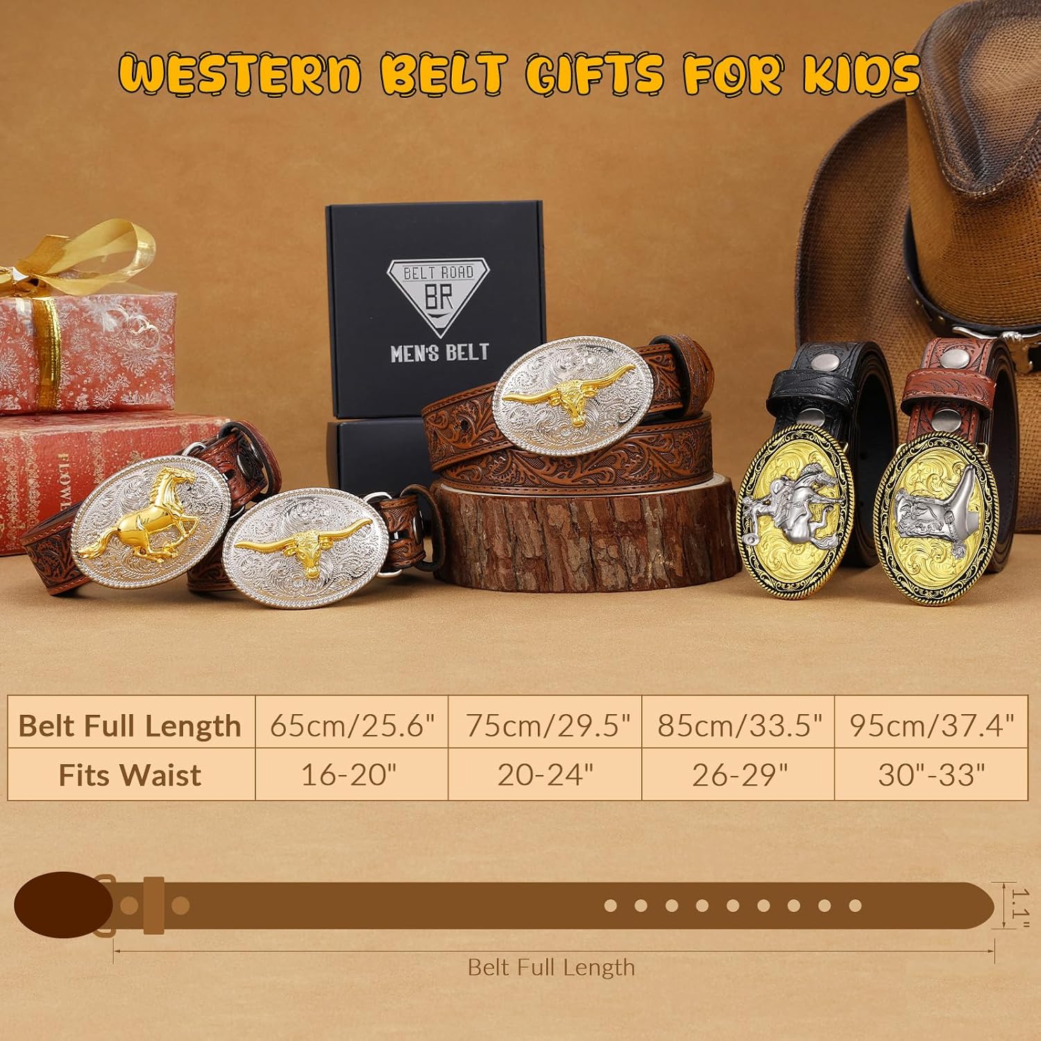 Thumbnail 5 de Beltroad Kids’ Western Leather Belt, 1.1-Inch Embossed Strap