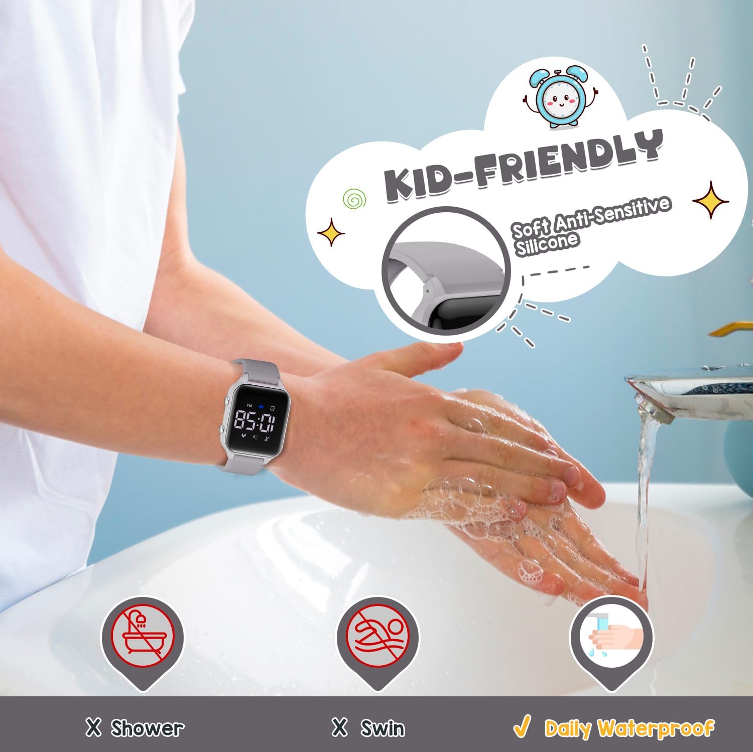 Thumbnail 6 de Timever L6615E-Grey Kids Digital Watch with Pedometer, Alarms & Stopwatch