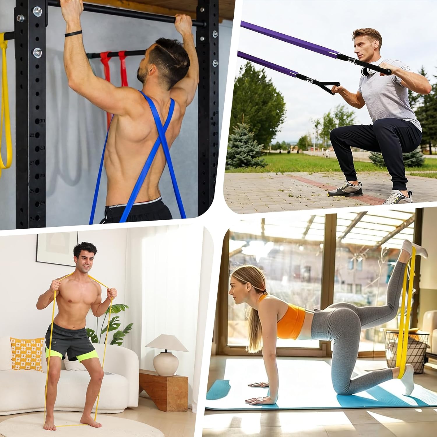 Thumbnail 5 de SURFOU Elastici Fitness con 5 livelli di resistenza, 2 maniglie e ancoraggio porta
