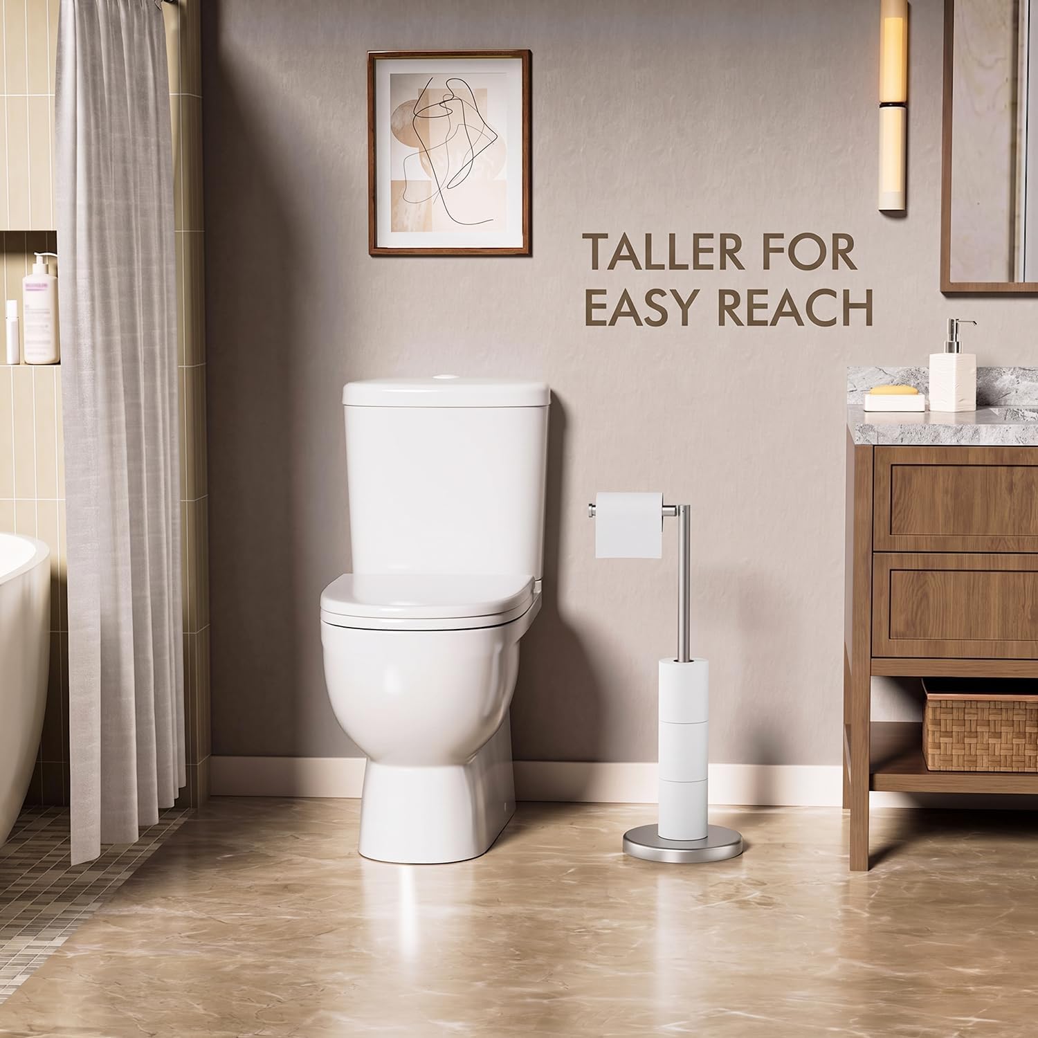 Thumbnail 4 de Evolvegoods EV1080N Freestanding Toilet Paper Holder, Brushed Nickel, 5-Roll Storage