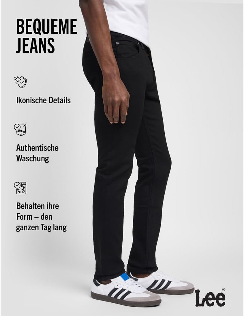 Detalle de Lee Herren Jeans Luke (Modell 112119043) – Clean Black, Größe 36, Länge 34