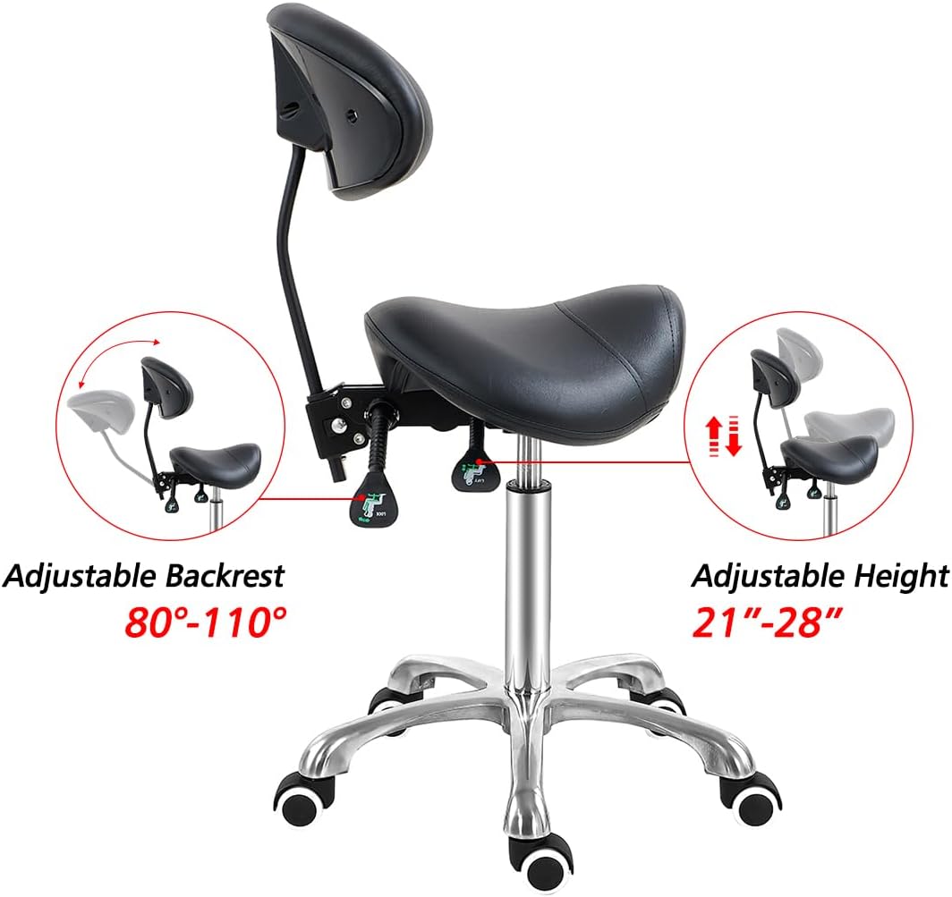 Thumbnail 3 de Antlu Saddle Stool Chair with Back Support 21-28 in