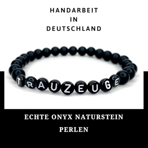 Thumbnail 7 de ONDEGO Armband TRAUZEUGE ONYX Naturstein schwarz matt – S Größe, personalisiert Herren