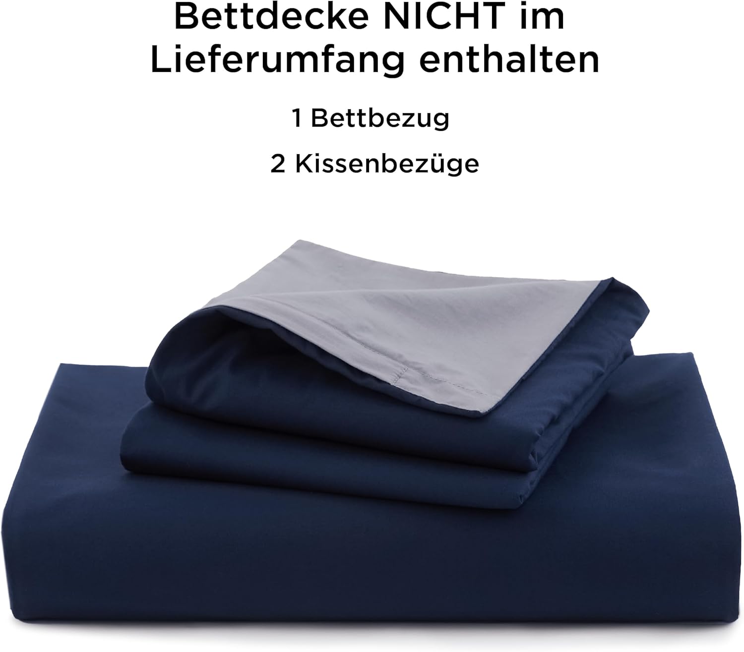 Thumbnail 5 de BEDSURE Bettwäsche 220x240 Blau Grau – 100% Baumwolle, Reversibel, 3-teilig (2 Kissenbezüge 80x80) mit Reißverschluss