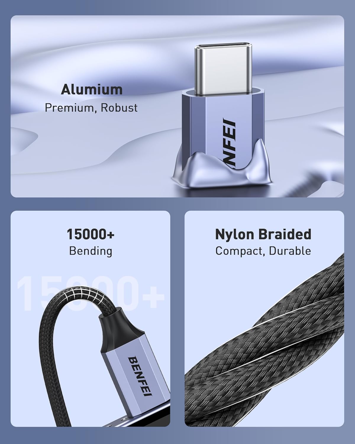 Thumbnail 3 de BENFEI Adaptateur USB C vers Prise Audio avec DAC — USB-C vers Casque 3,5 mm (iPhone 15 Pro Max/Pro, Galaxy S24/23/22/21 Ultra, iPad Pro, Pixel 8) Gris