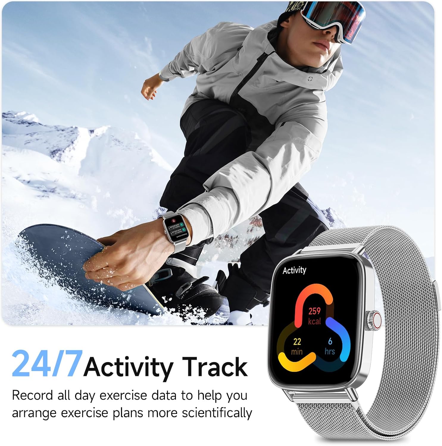 Detalle de AEAC Smart Watch for Men & Women with 1.85" HD Display, 100+ Sport Modes, IP68 Waterproof, and Bluetooth Calls
