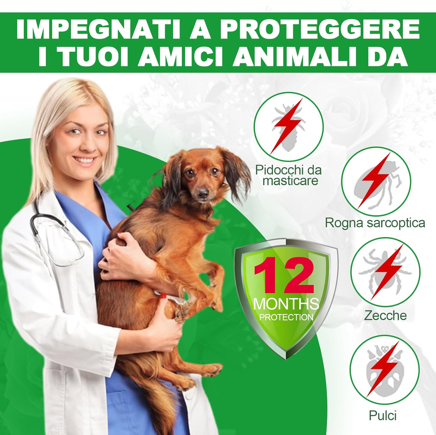 Detalle 2 de Collare antiparassitario per Cani 65 cm – protezione naturale 12 mesi, impermeabile e regolabile