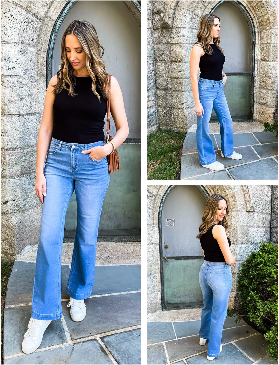 Thumbnail 3 de GRAPENT Women’s Flare Jeans High Waisted Wide Leg Baggy Denim Pants