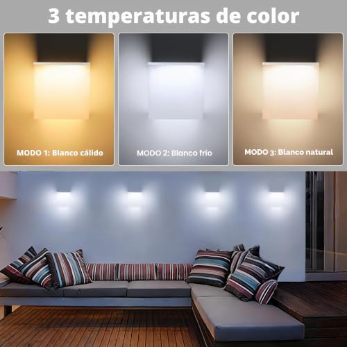Detalle de Joomer Luces Solares LED Exterior Jardín (2 Piezas) – Aplique de Pared con 3 Modos y IP34 para Exterior