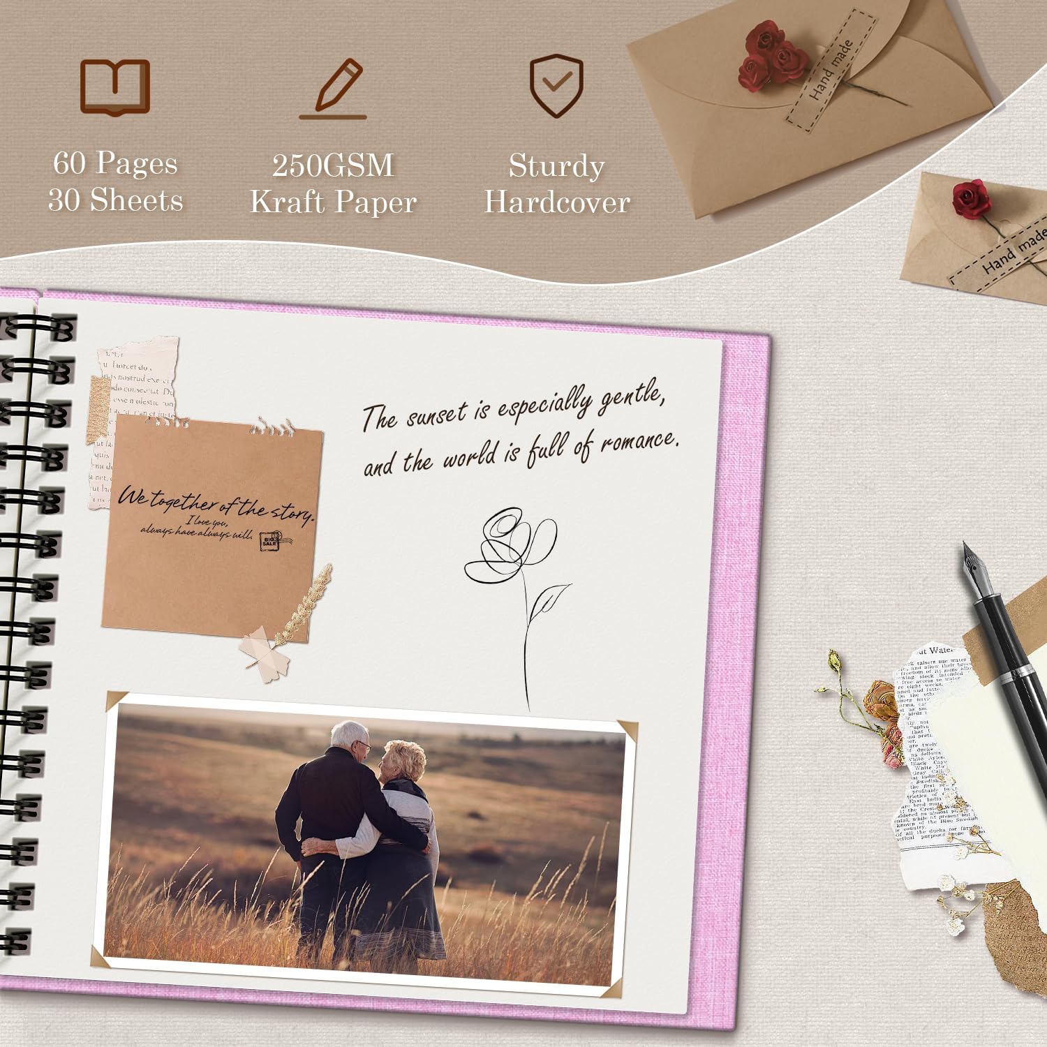 Detalle 2 de popotop KCJTB001 8x8 Scrapbook Photo Album, 60 Pages, Linen Cover