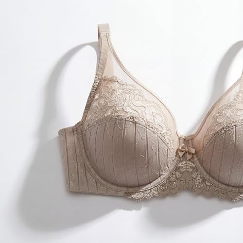 Detalle de Selene Mariluz: sujetador reforzado para mujer en encaje, aro y sin relleno, color Tierra, talla 110D