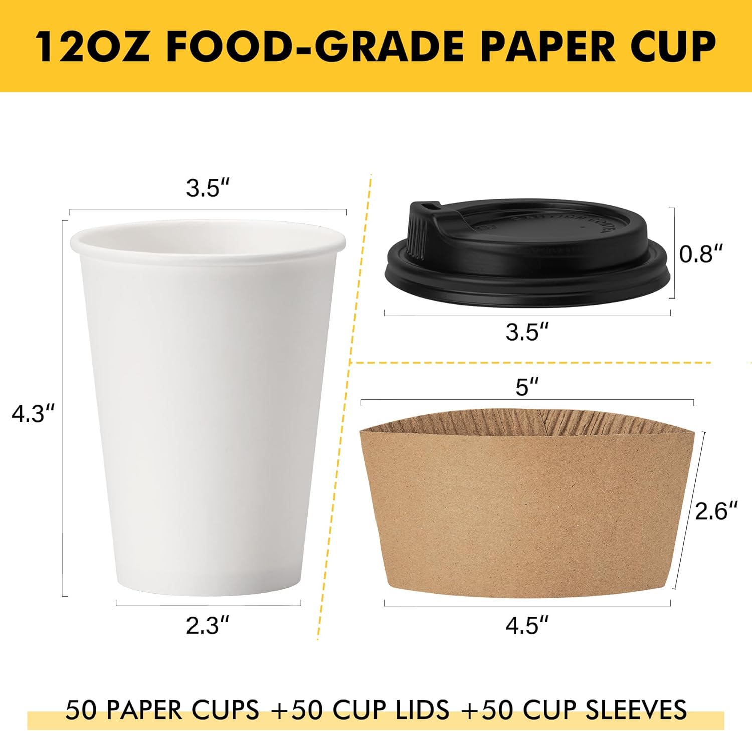 Thumbnail 1 de RACETOP 12 oz Disposable Paper Coffee Cups 50-Pack
