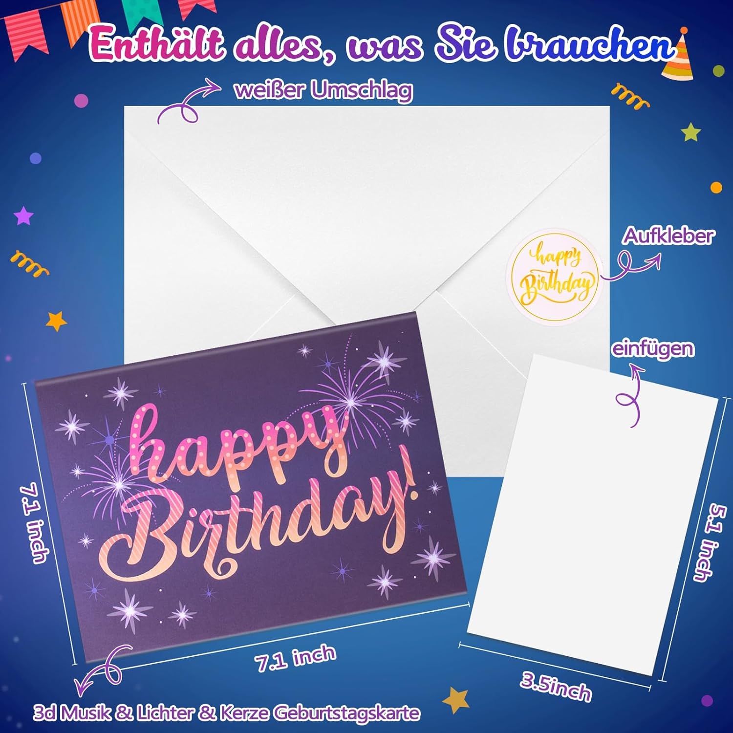 Thumbnail 4 de FITMITE Happy Birthday Geburtstagskarte 20×15 cm 🎉