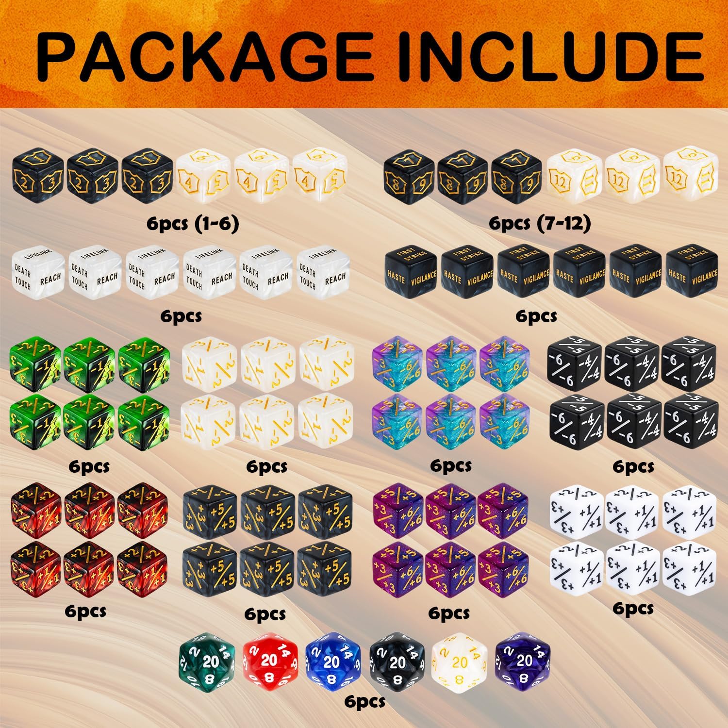 Thumbnail 2 de 78 Pieces MTG Dice Counters Bulk Life Keyword Counter Dice Set Plus 1/+1 Buff Ability Tokens for MTG, TCG, Cards Gaming Accessories