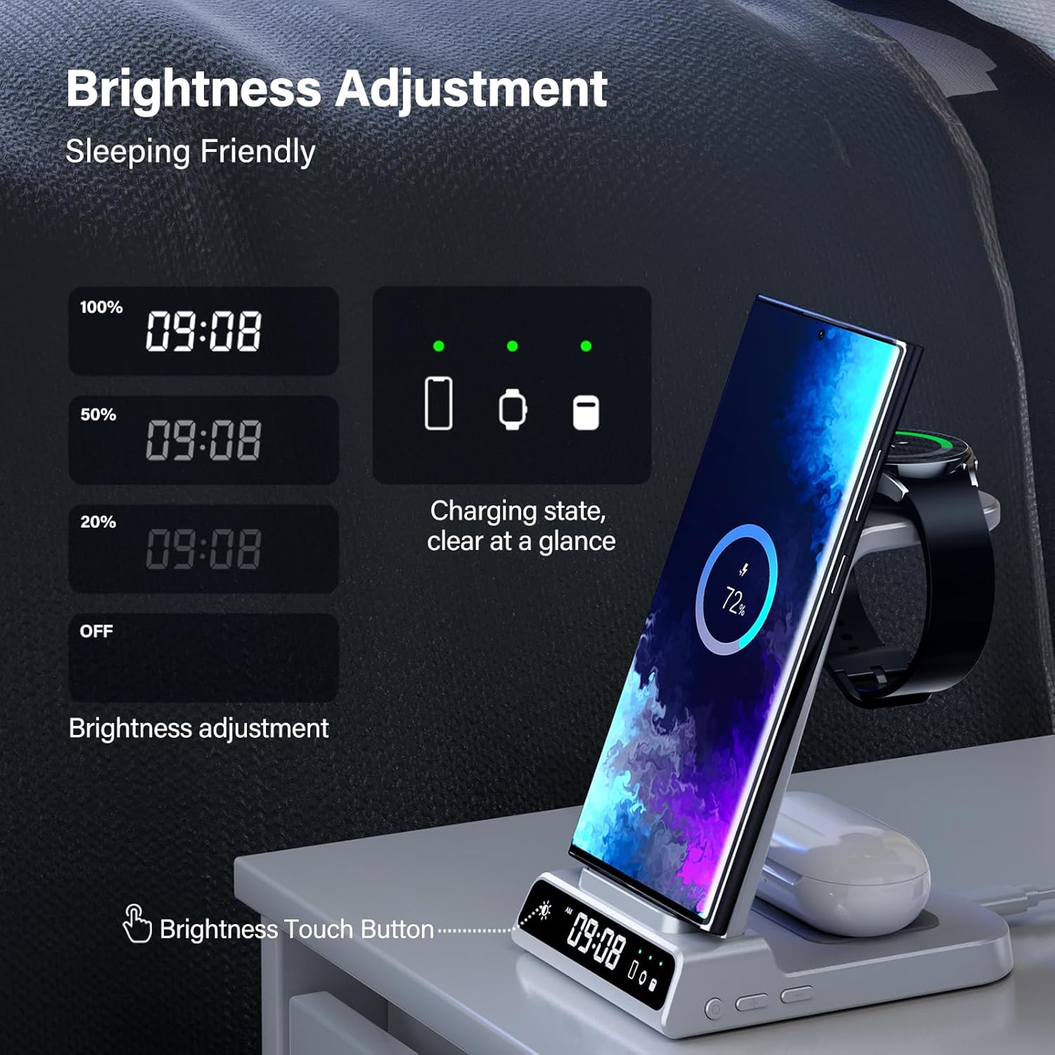 Detalle de Caricatore Wireless 3 in 1 per Samsung S25 Ultra
