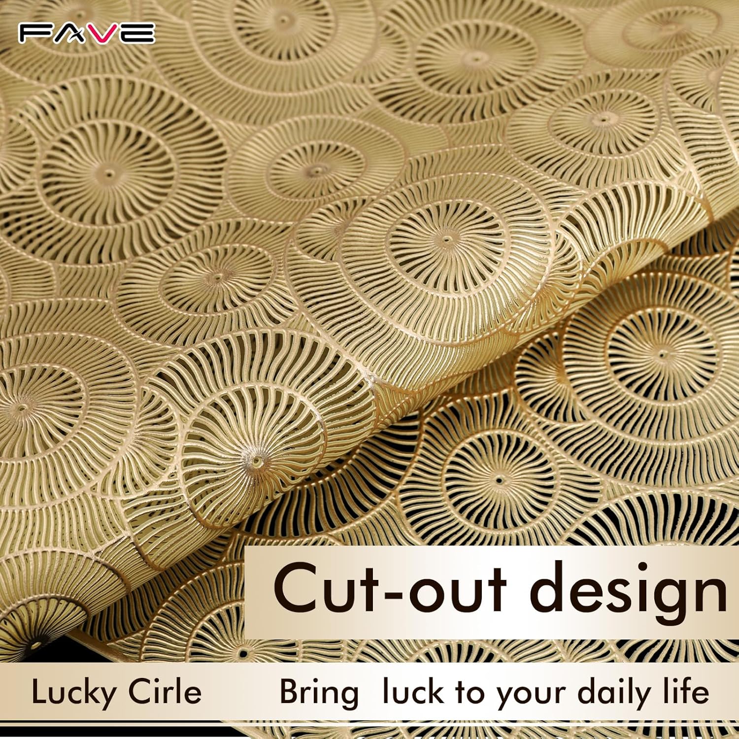 Detalle 2 de Gold vinyl table runner 36 inch heat-resistant