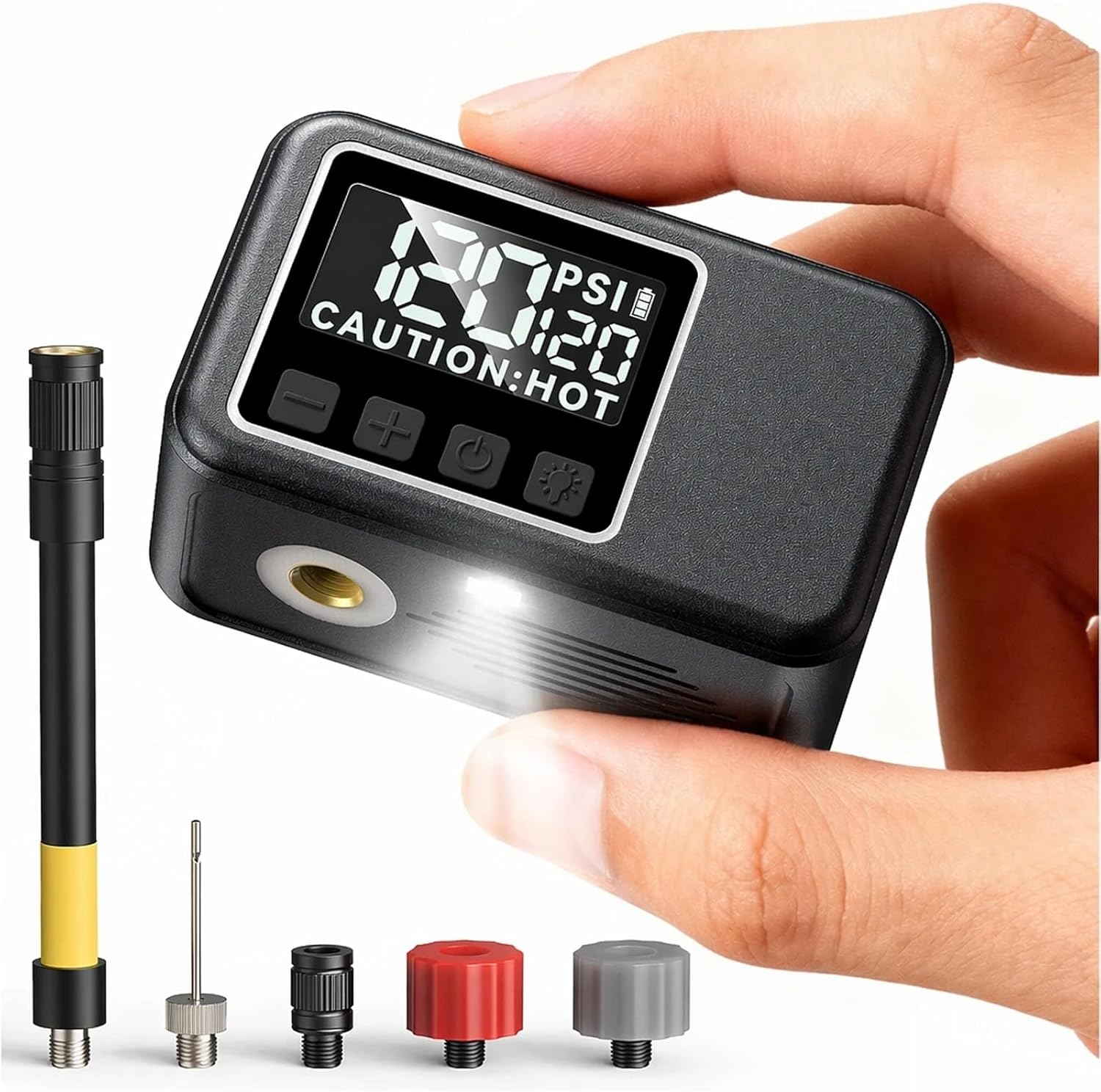 Detalle de Ecliptron Pompe à Vélo Électrique Tiny: pompe compacte avec manomètre et arrêt automatique