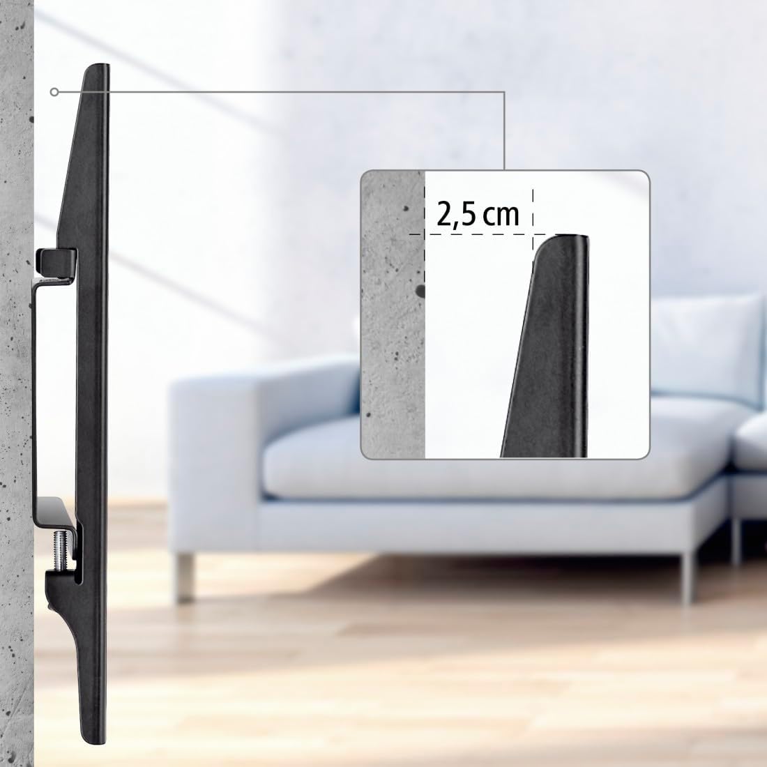 Detalle de Hama TV Wandhalterung starr extra flach (19–50 Zoll, VESA 50×50 bis 200×200, bis 25 kg) schwarz