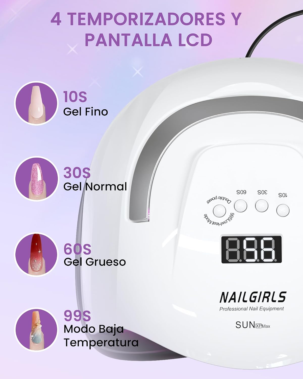 Detalle de NAILGIRLS UV 268W Lámpara LED para uñas 268W