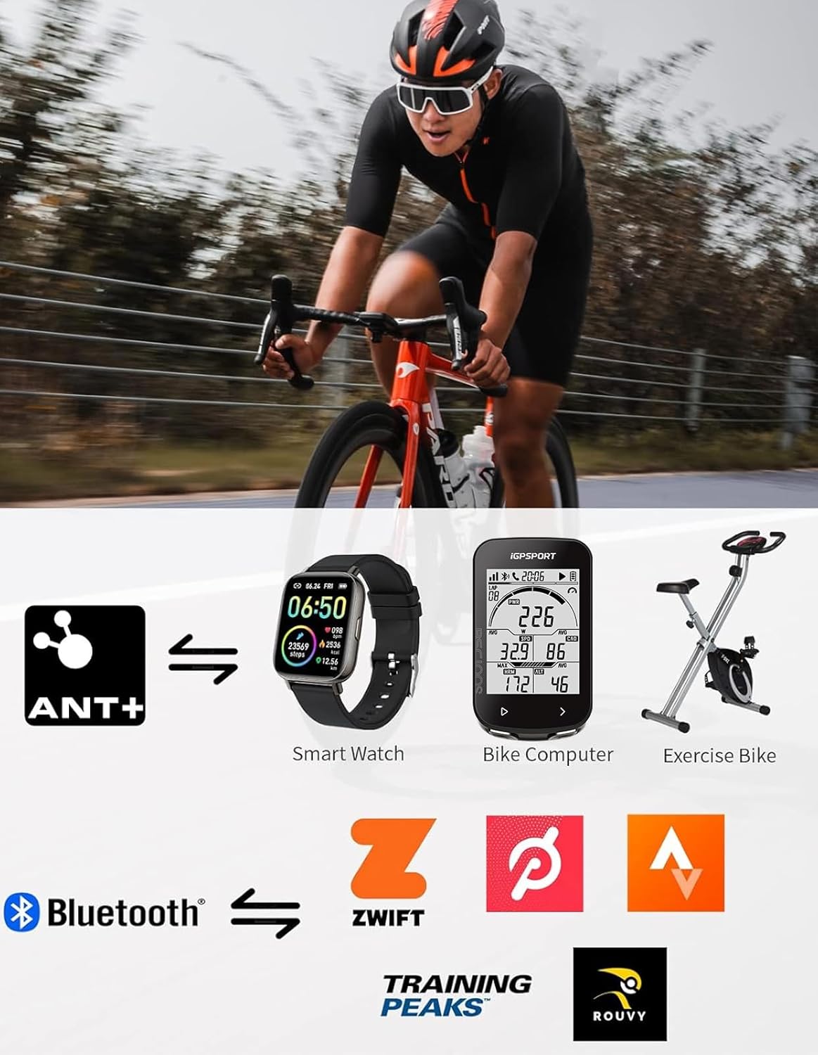 Detalle de iGPSPORT CAD70 Capteur de Cadence et Vitesse – IPX7, BLE5.0/ANT+, autonomie 300 h