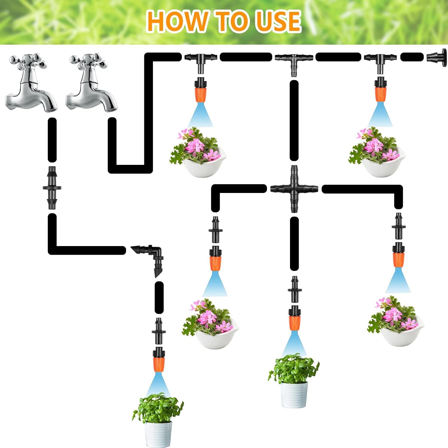 Detalle de JOYPRO Drip Irrigation Fittings Kit for 1/4-Inch Tubing