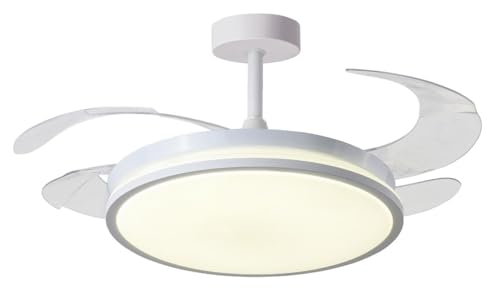 Detalle de BEL AIR HOME DUNE: Ventilador de techo en blanco con aspas desplegables, luz LED 36W y mando a distancia