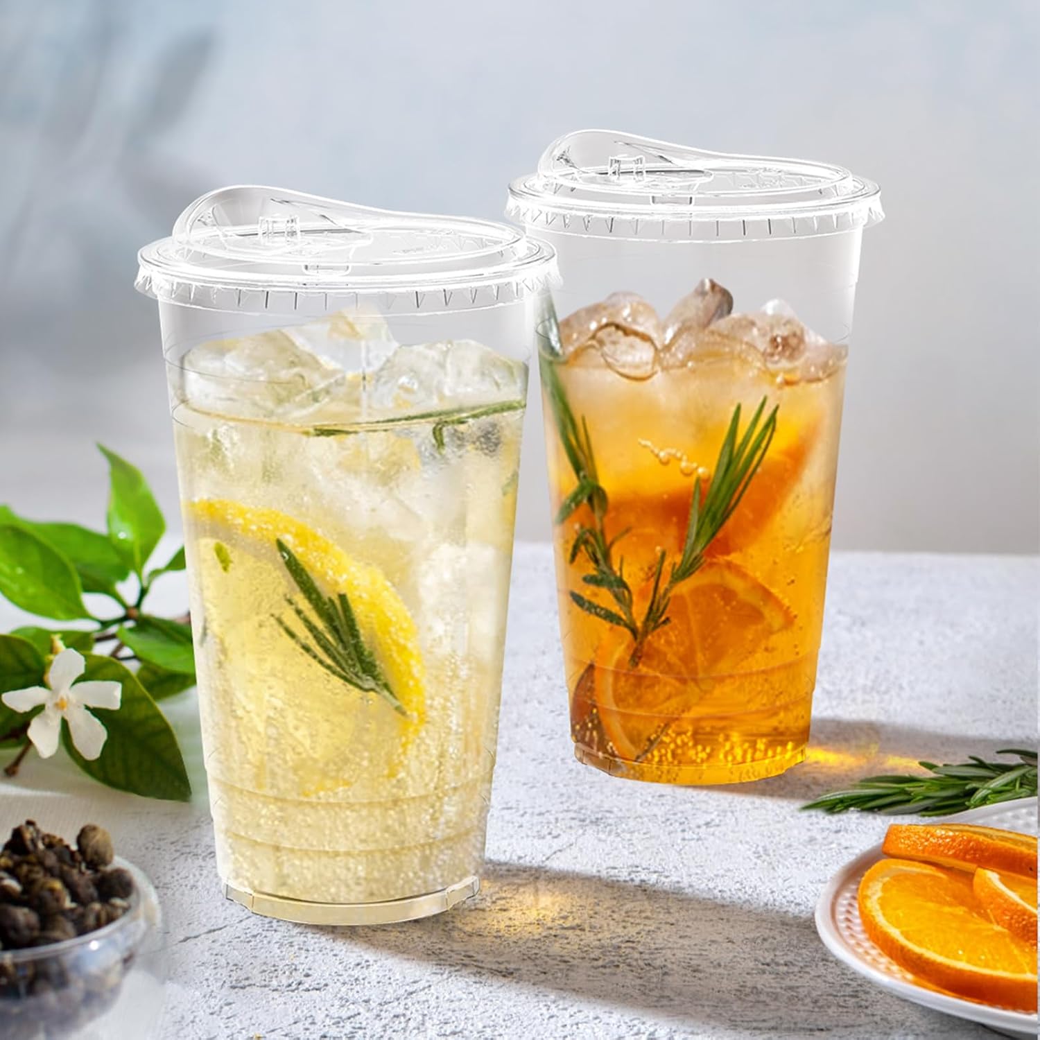Thumbnail 4 de Dealusy PCL24 24 oz Clear Plastic Cups with Sip Lids, 100 Pack