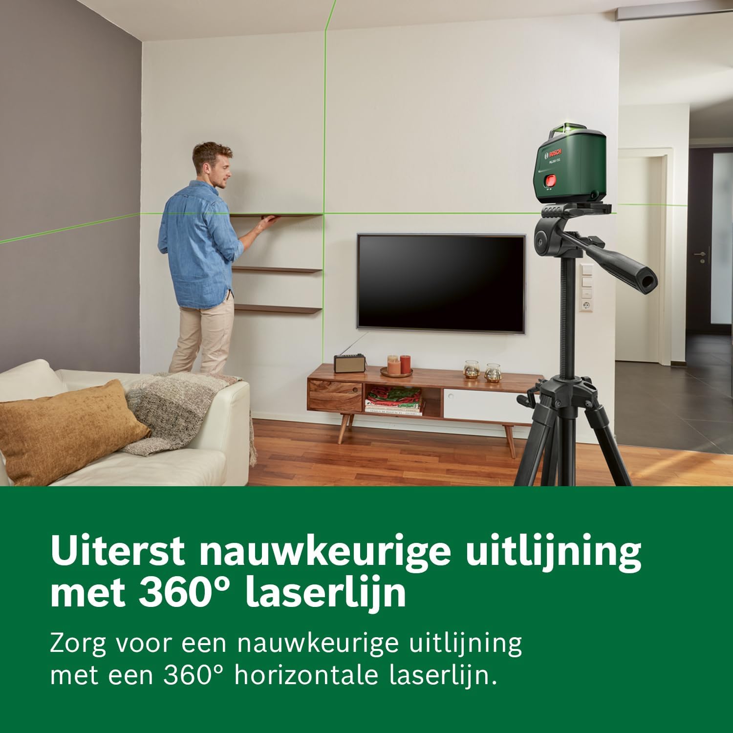 Detalle 2 de Bosch PLL360‑15G lijnlaser met 360°-lijn, groene laser en IP54