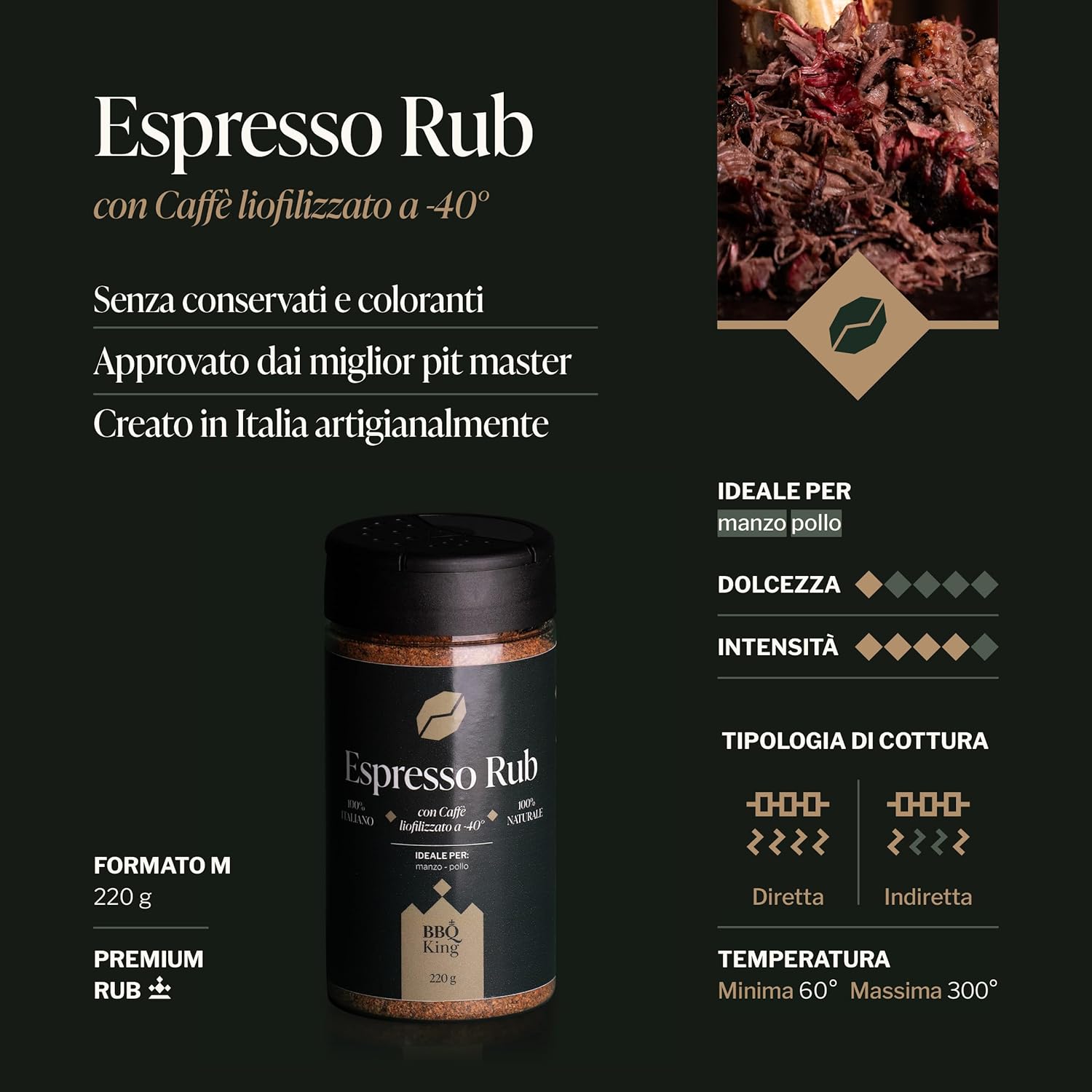 Thumbnail 3 de BBQ KING Espresso Rub 220 g – Dry Rub alle spezie Italiane per carne rossa