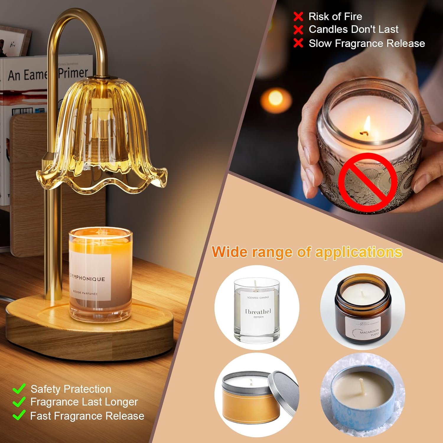 Thumbnail 4 de Draome Candle Warmer Lamp (Dimmable & Timer) — height-adjustable flameless lamp with 2 bulbs for jar candles