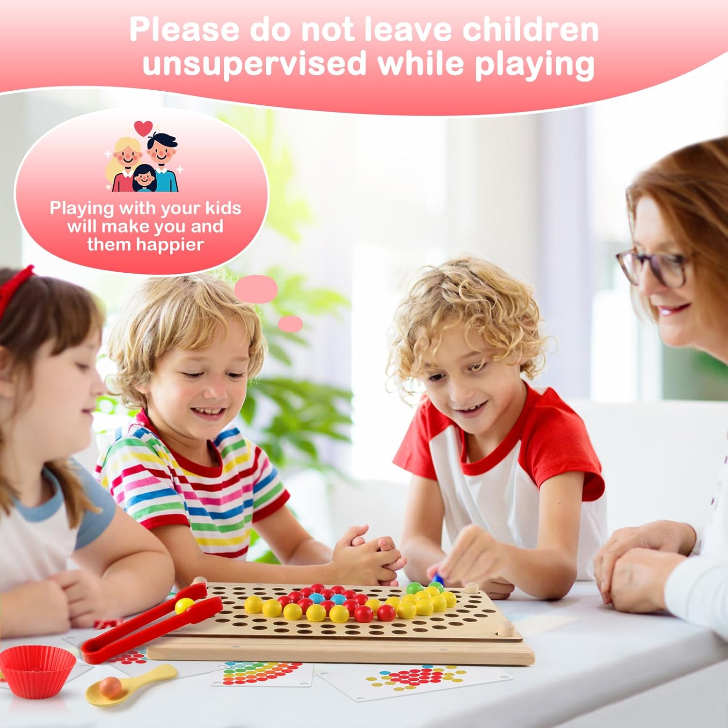 Detalle 2 de INIFEIDALA Montessori Toddler Sorting Toys Set (Rainbow Peg Board, Numbers & Beads) for Ages 3–6