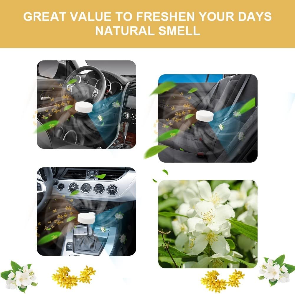 Detalle 2 de URAQT Auto Aromatherapie Tabletten – 8 Stück Duft-Refill Pads für Auto-Diffusor (4x Jasmin, 4x Osmanthus)