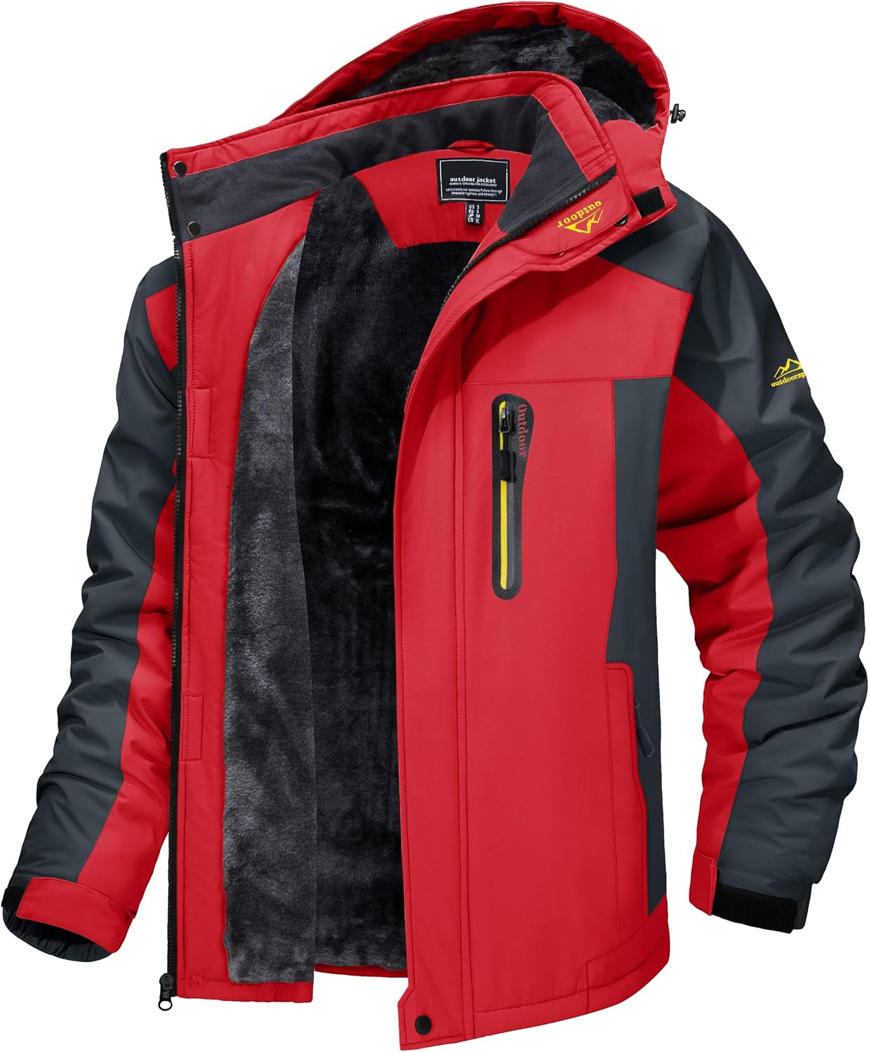 Detalle de TACVASEN Men's Waterproof Fleece-Lined Winter Ski Jacket with Multi-Pocket Design