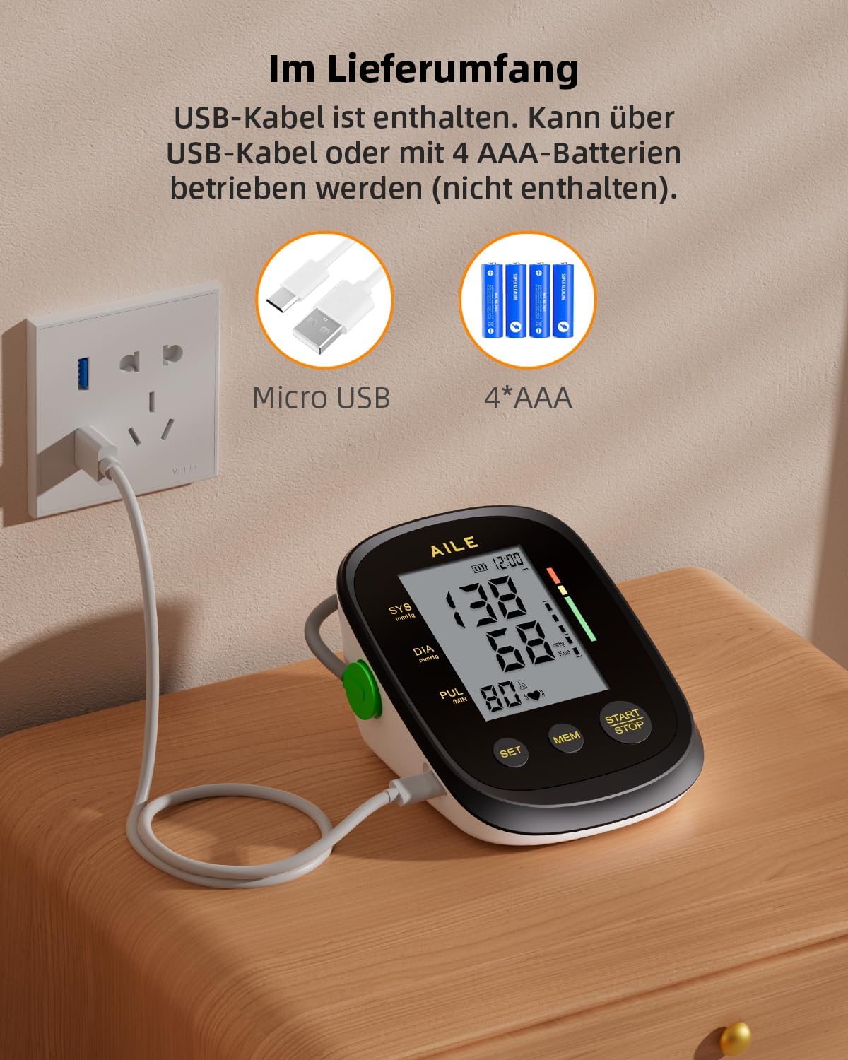 Thumbnail 5 de AILE Blutdruck Messgerät große Manschette 22–42 cm